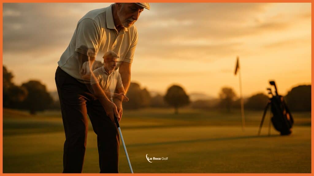 Clase de golf padre atardecer en La Roca Golf Academy, experiencia en Barcelona